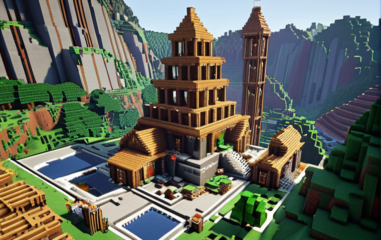**Image:** A group of Minecraft players collaborating on a large-scale construction project, using Discord for communication. The setting shows various biomes, emphasizing collaborative gameplay.