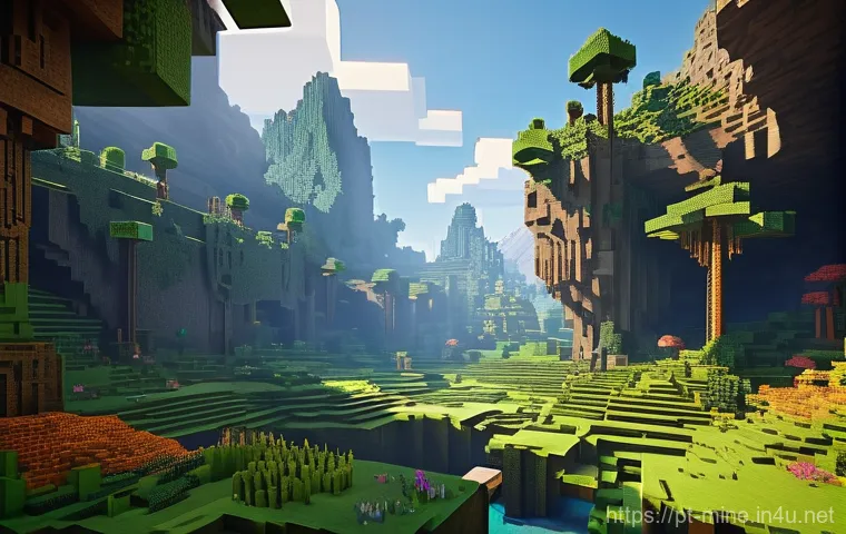 마인크래프트 실험적인 업데이트 분석 - Image Prompt 1: The Allure of Uncharted Biomes**