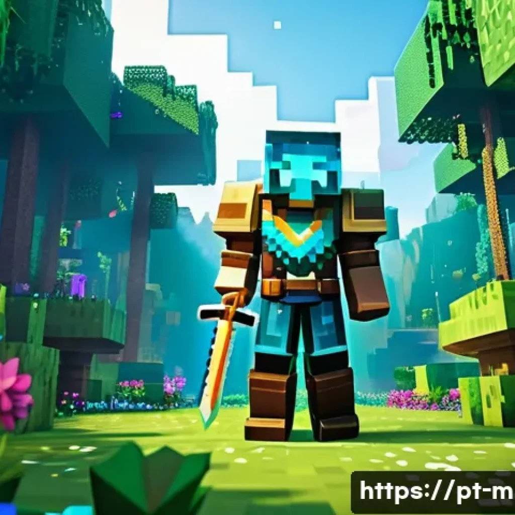 마인크래프트 명령어 챌린지 - A vibrant Minecraft scene showcasing a player using the /give command to receive a large stack of sp...
