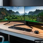 마인크래프트 최적화 설정 팁 - A cozy gaming setup featuring a mid-range PC optimized for Minecraft performance, with a sleek black...