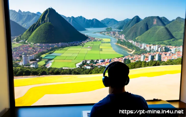 마인크래프트 초대형 맵 다운로드 - Photorealistic home office in Brazil, a Brazilian gamer viewing a vast colorful block-built sandbox ...